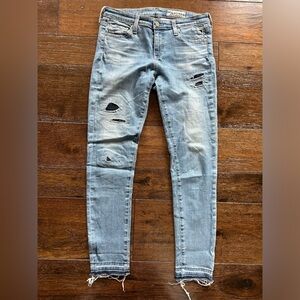 AG Distressed Blue Jeans- size 27R
